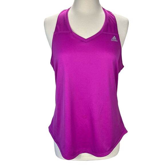 ADIDAS Climalite Running Purple Sleeveless V-Neck Racerback Tank Top Sz XL - Picture 1 of 11